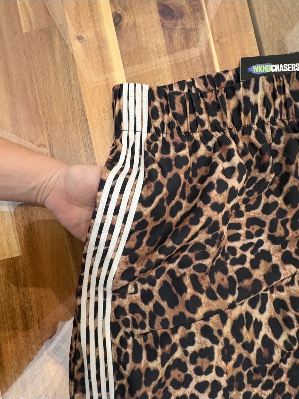 NWT Plus Sz 3X WKND Chasers Leopard Print Track Pants w Stripes & Pockets